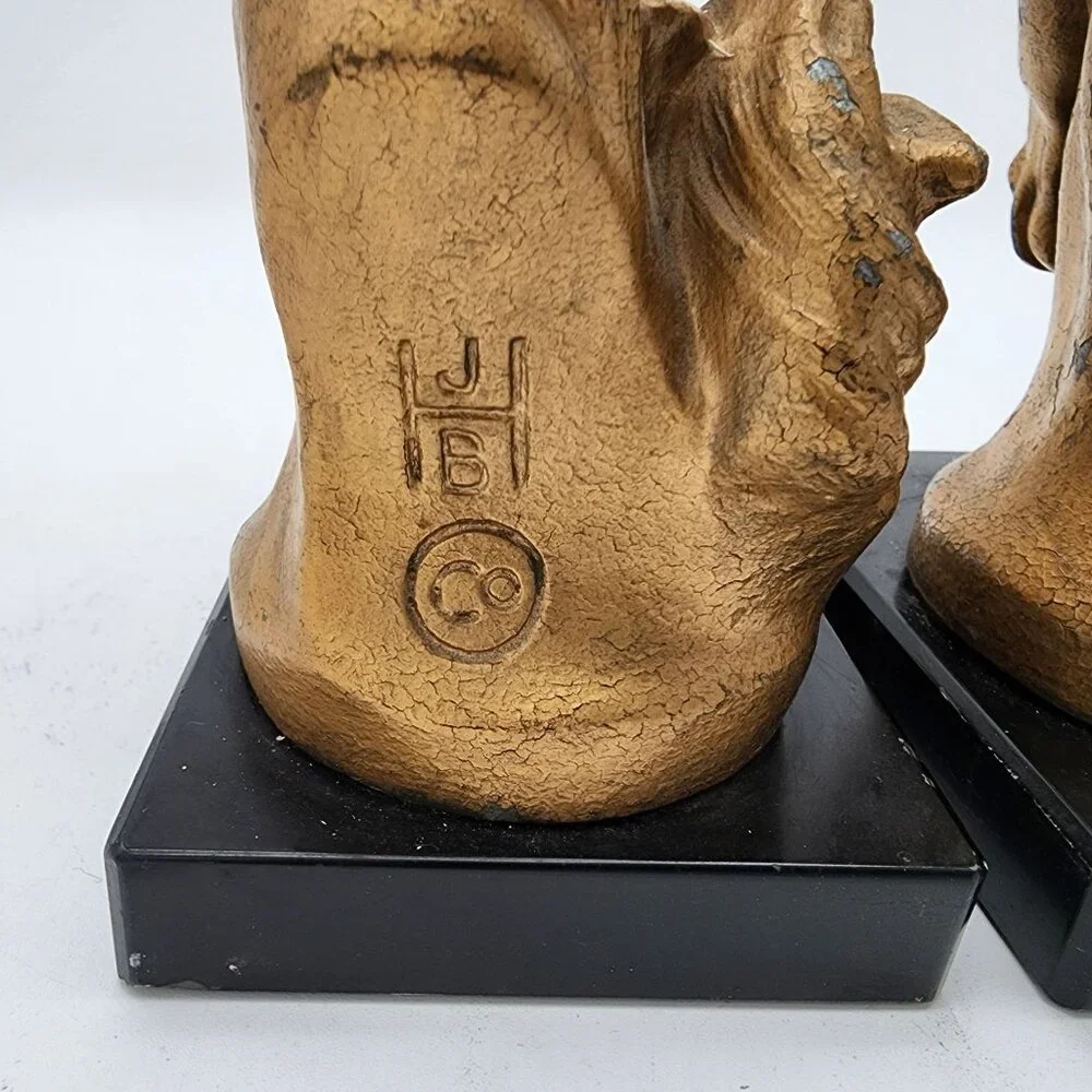 Antique JB Hirsch Horse Head Bookends - as found - Picture 5 of 9